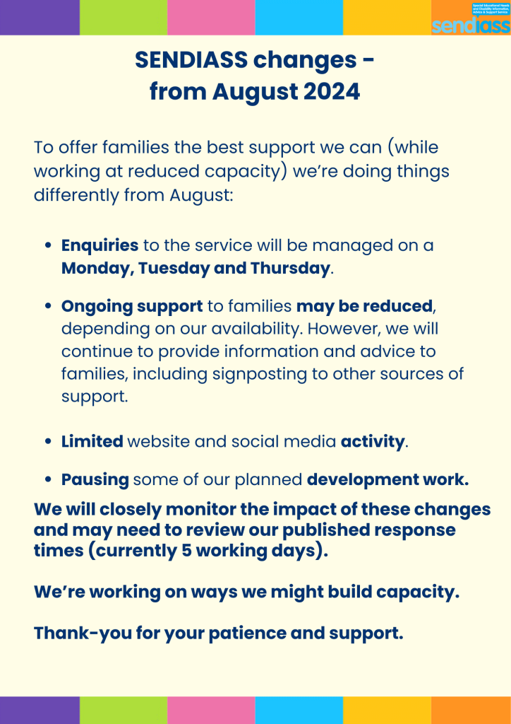 Service delivery changes from August 2024